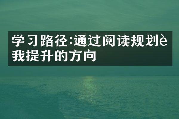 学路径:通过阅读规划自我提升的方向
