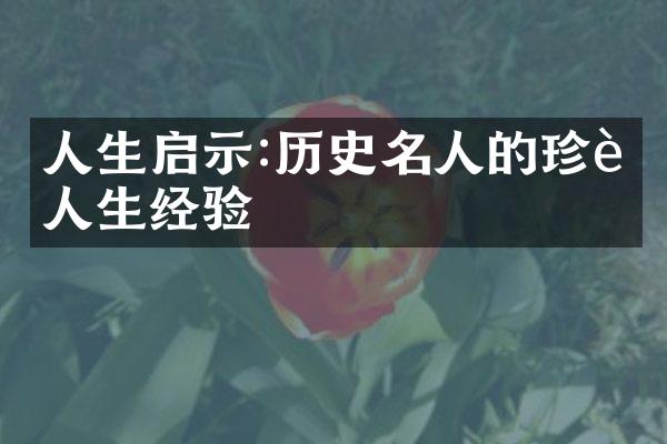 人生启示:历史名人的珍贵人生经验