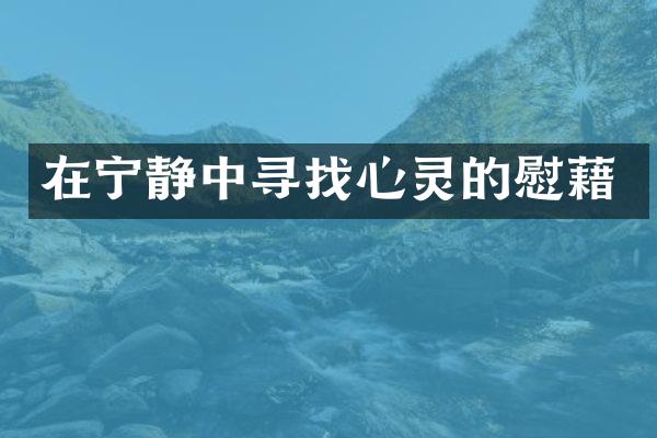 在宁静中寻找心灵的慰藉
