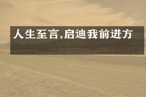 人生至言,启迪我前进方向