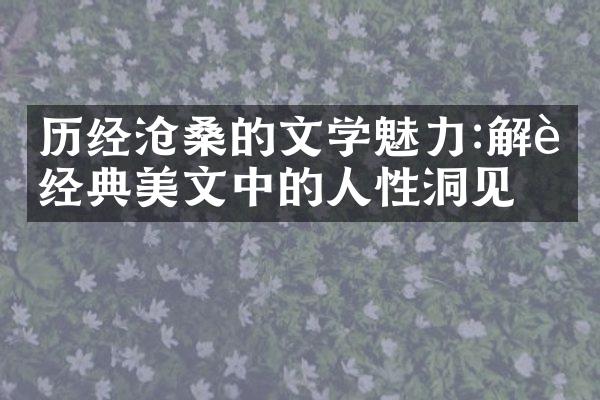 历经沧桑的文学魅力:解读经典美文中的人性洞见