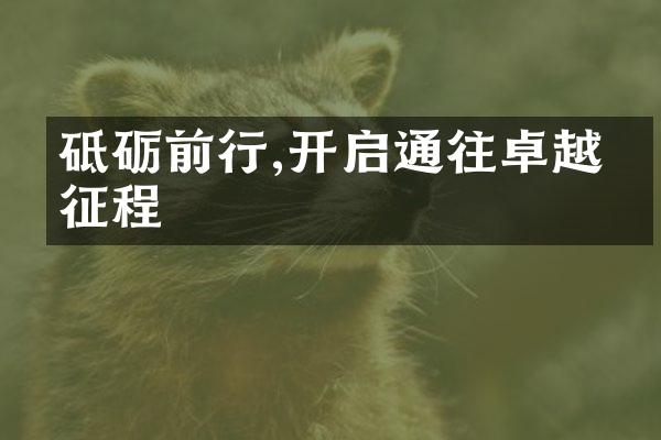 砥砺前行,开启通往卓越的征程