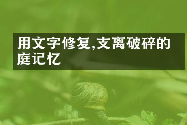 用文字修复,支离破碎的家庭记忆