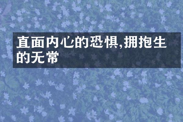 直面内心的恐惧,拥抱生命的无常