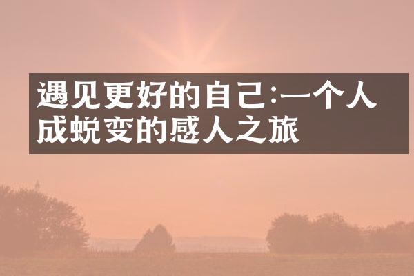 遇见更好的自己:一个人完成蜕变的感人之旅
