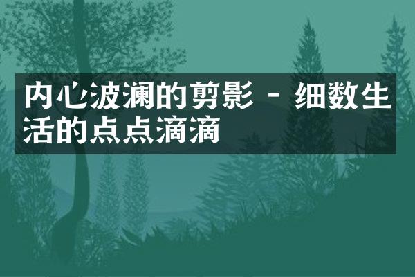 内心波澜的剪影 - 细数生活的点点滴滴