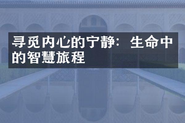寻觅内心的宁静：生命中的智慧旅程