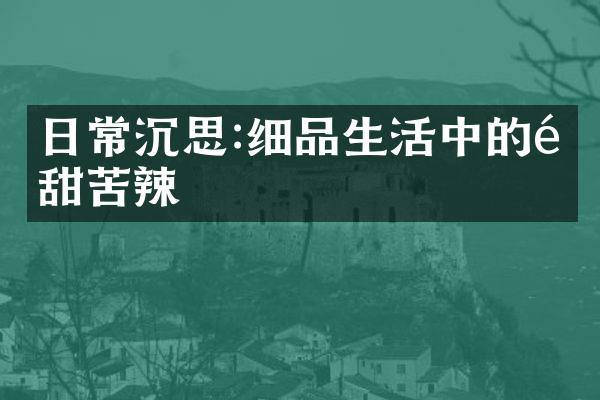 日常沉思:细品生活中的酸甜苦辣