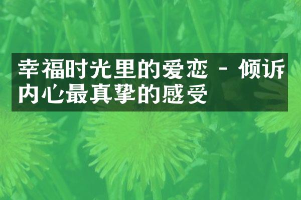 幸福时光里的爱恋 - 倾诉内心最真挚的感受