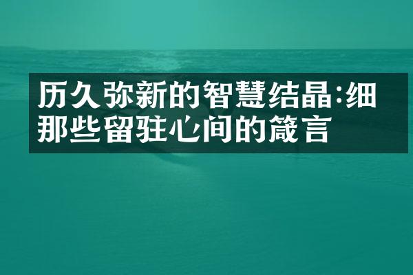 历久弥新的智慧结晶:细品那些留驻心间的箴言
