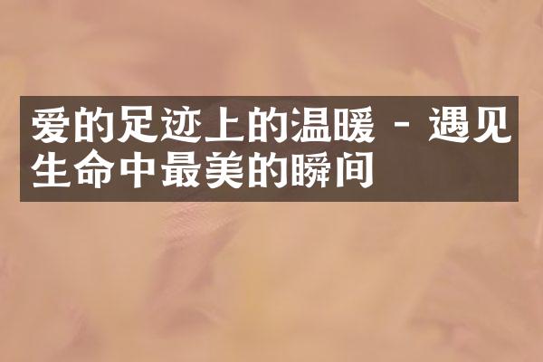 爱的足迹上的温暖 - 遇见生命中最美的瞬间