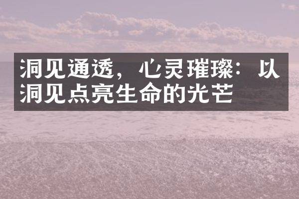 洞见通透，心灵璀璨：以洞见点亮生命的光芒