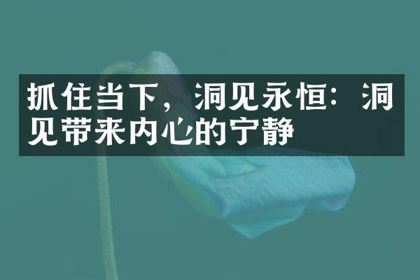 抓住当下，洞见永恒：洞见带来内心的宁静