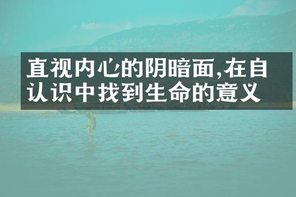直视内心的阴暗面,在自我认识中找到生命的意义