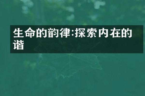 生命的韵律:探索内在的和谐