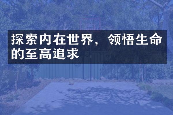 探索内在世界,领悟生命的至高追求