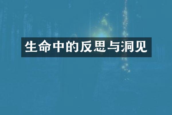生命中的反思与洞见