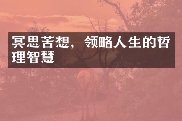 冥思苦想，领略人生的哲理智慧