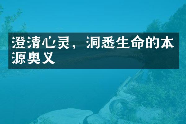 澄清心灵，洞悉生命的本源奥义