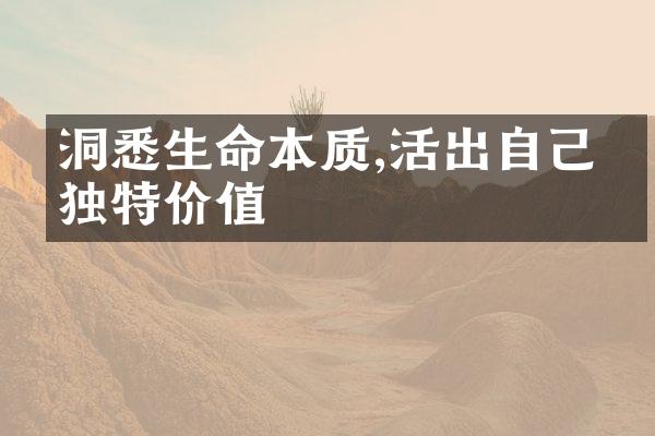 洞悉生命本质,活出自己的独特价值
