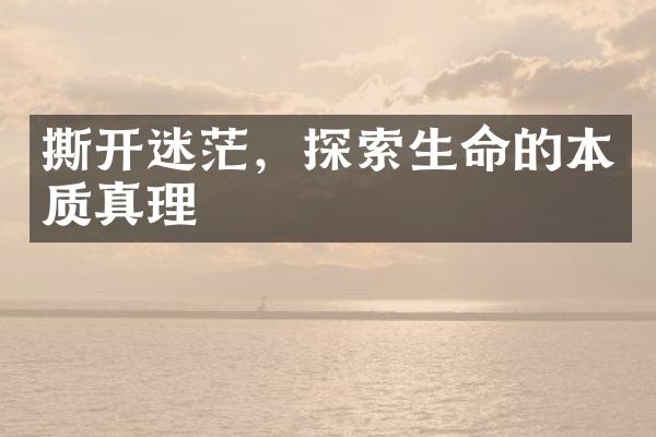 撕开迷茫，探索生命的本质真理