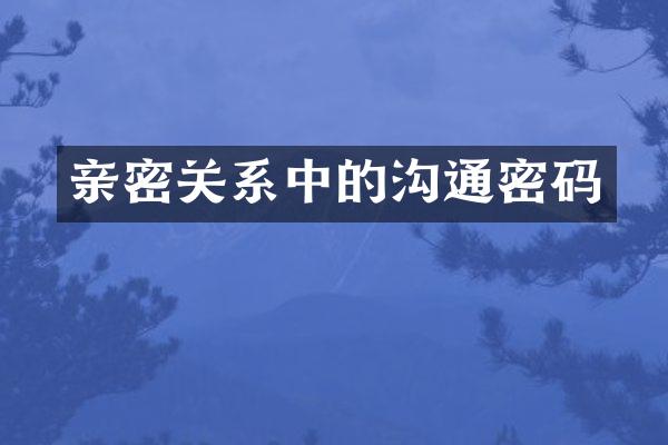 亲密关系中的沟通密码