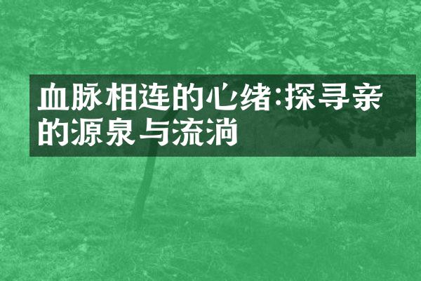 血脉相连的心绪:探寻亲情的源泉与流淌
