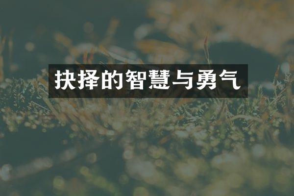 抉择的智慧与勇气