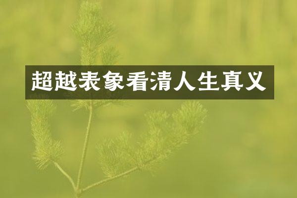 超越表象看清人生真义