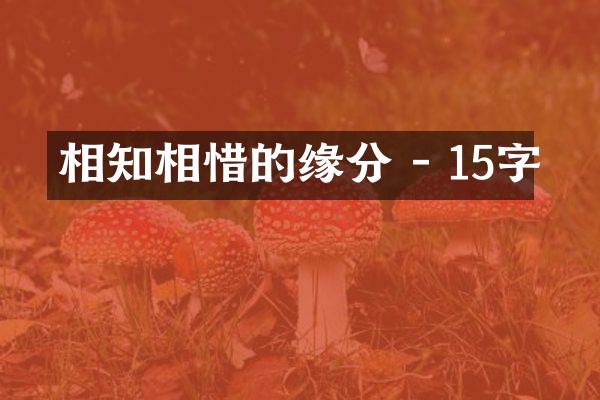 相知相惜的缘分 - 15字