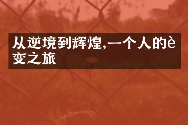 从逆境到辉煌,一个人的蜕变之旅