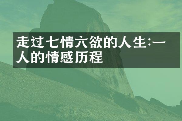 走过七情六欲的人生:一个人的情感