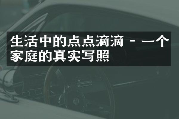 生活中的点点滴滴 - 一个家庭的真实写照