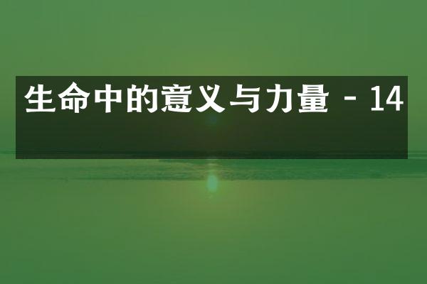 生命中的意义与力量 - 14字