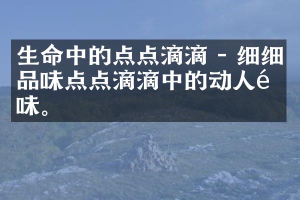 生命中的点点滴滴 - 细细品味点点滴滴中的动人韵味。