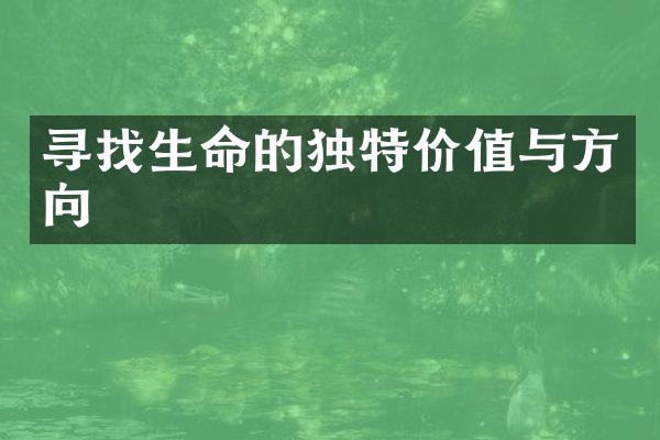 寻找生命的独特价值与方向