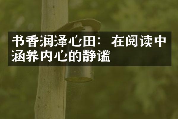 书香润泽心田：在阅读中涵养内心的静谧