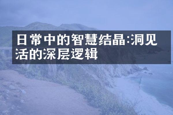 日常中的智慧结晶:洞见生活的深层逻辑