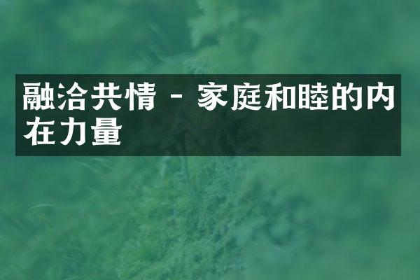 融洽共情 - 家庭和睦的内在力量