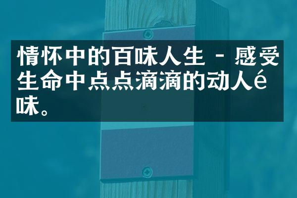 情怀中的百味人生 - 感受生命中点点滴滴的动人韵味。