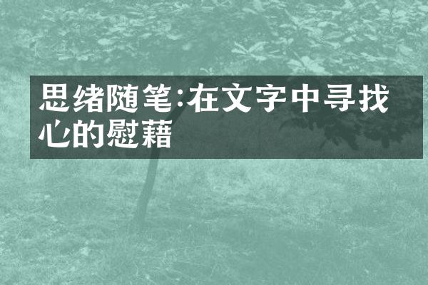 思绪随笔:在文字中寻找内心的慰藉