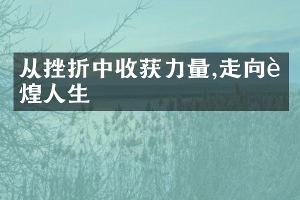 从挫折中收获力量,走向辉煌人生