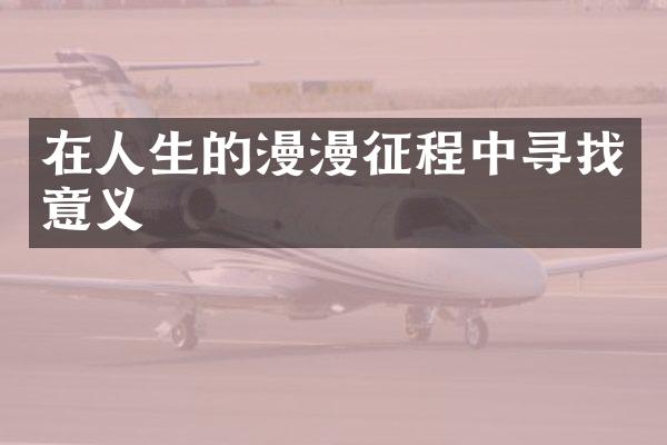 在人生的漫漫征程中寻找意义