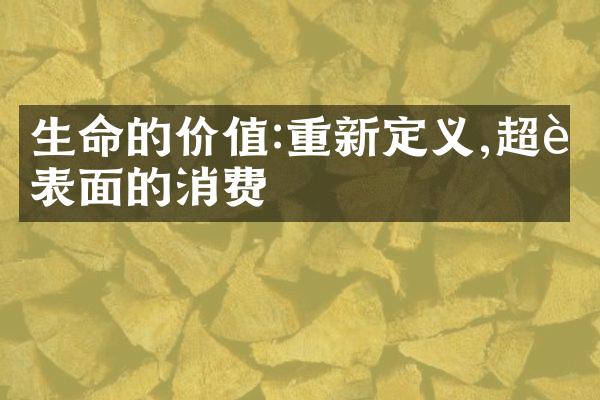 生命的价值:重新定义,超越表面的消费