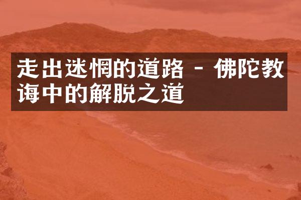走出迷惘的道路 - 佛陀教诲中的解脱之道
