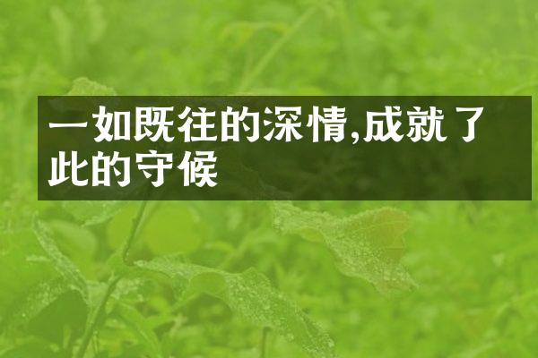 一如既往的深情,成就了彼此的守候