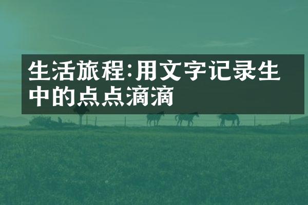 生活旅程:用文字记录生命中的点点滴滴