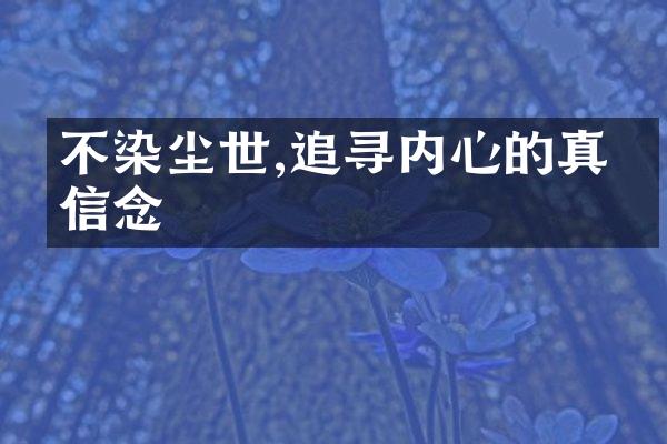 不染尘世,追寻内心的真挚信念