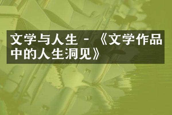 文学与人生 - 《文学作品中的人生洞见》
