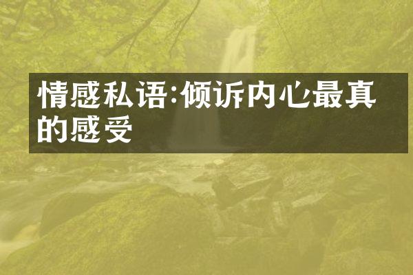 情感私语:倾诉内心最真挚的感受